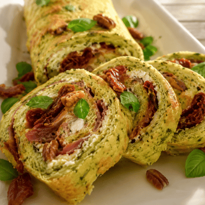 Roule courgettes boursin lard foret noire graines de bambous 1